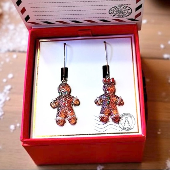 Colorful Gingerbread Man & Woman Christmas Earrings, NIB - Picture 5 of 13
